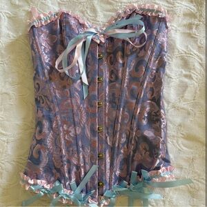 Floral Corset with Pink and Blue Accents